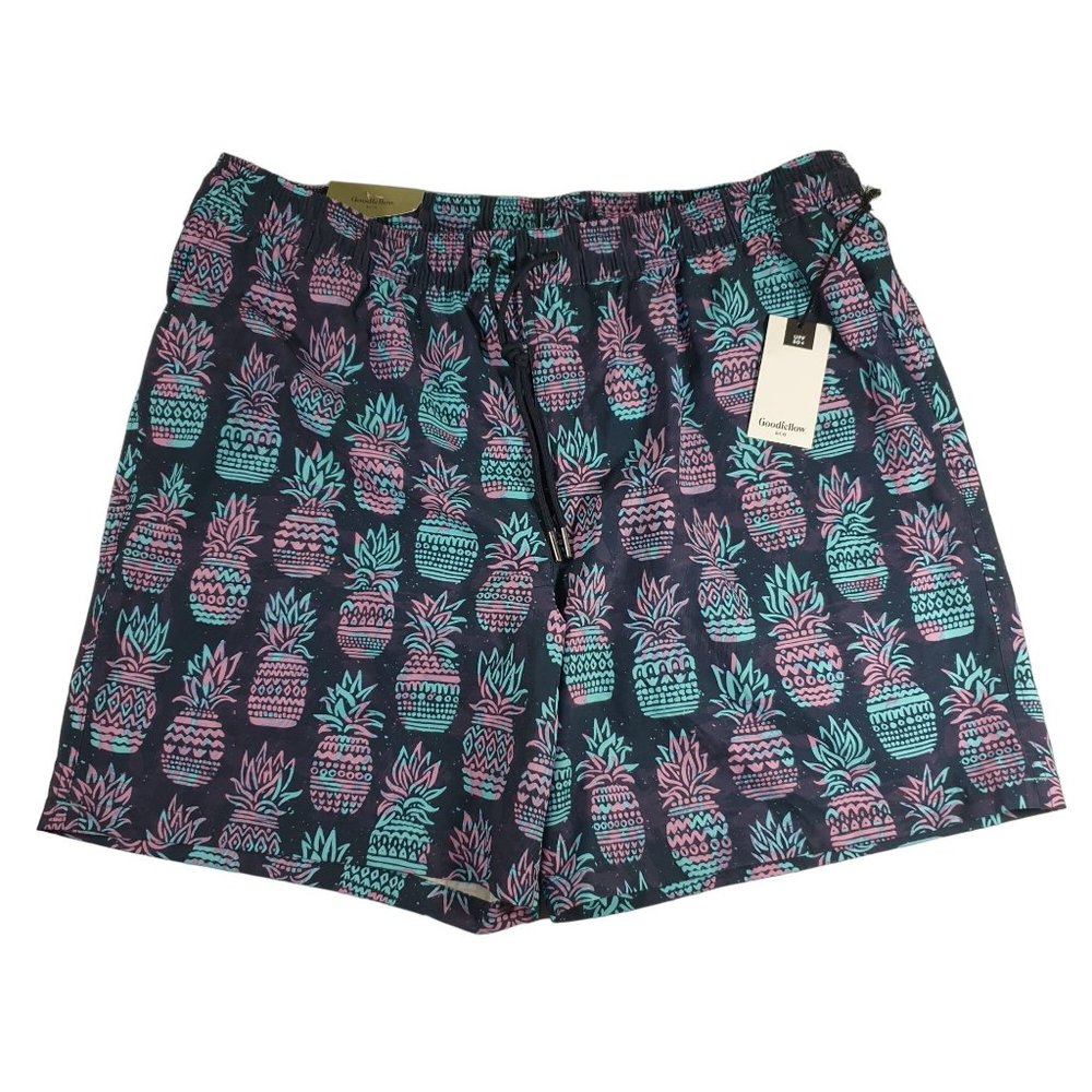Goodfellow XL Swim Trunks New Waist 38 Pineapple Hawaiian Vacation Pool Lined